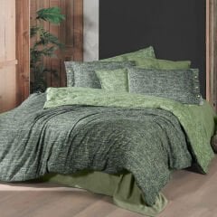 Sarev Glamis Tek Kişilik %100 Pamuk Flanel (Pazen) Nevresim Takımı-Yeşil