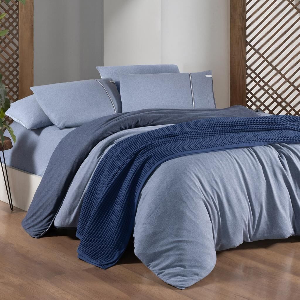 Sarev Medulas Mavi Tek Kişilik %50 Pamuk %50 Modal Nevresim Takımı