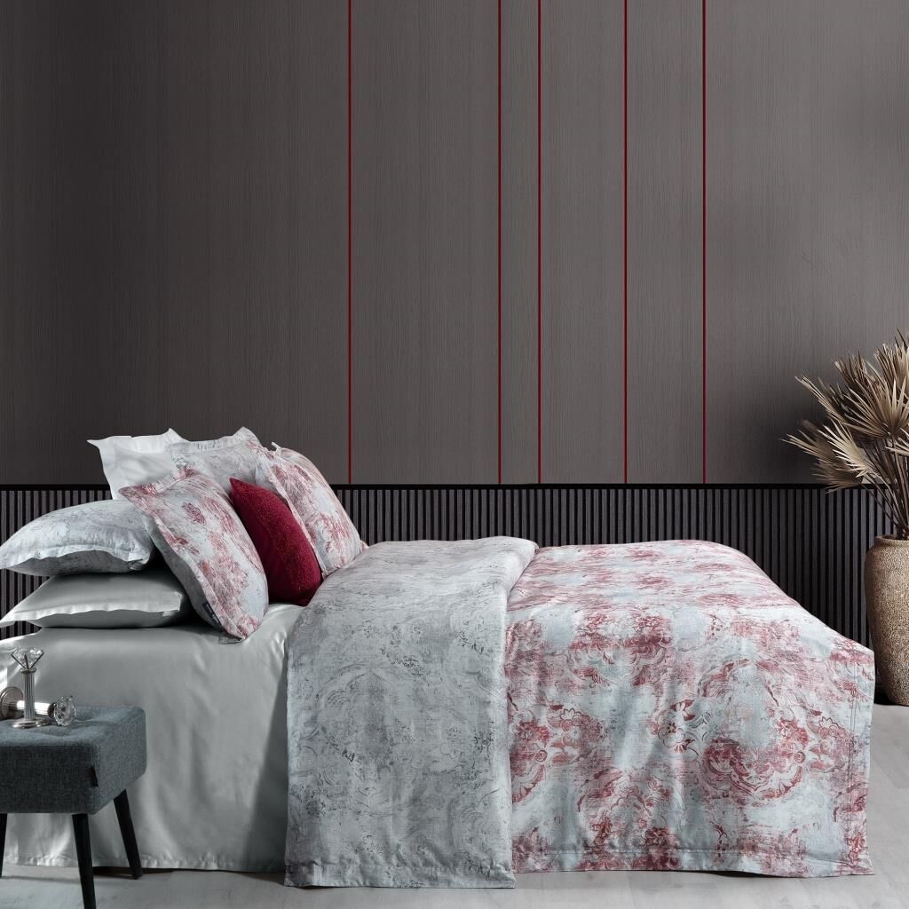 Sarev Rostov Saten Nevresim Takımı Çift Kişilik Gri