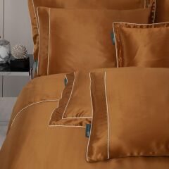 Sarev Clio %100 İpek Saten Hardal Çift Kişilik Nevresim Takımı