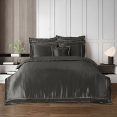 Sarev Clio %100 İpek Saten Gri Çift Kişilik Nevresim Takımı