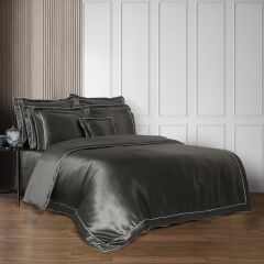 Sarev Clio %100 İpek Saten Gri Çift Kişilik Nevresim Takımı