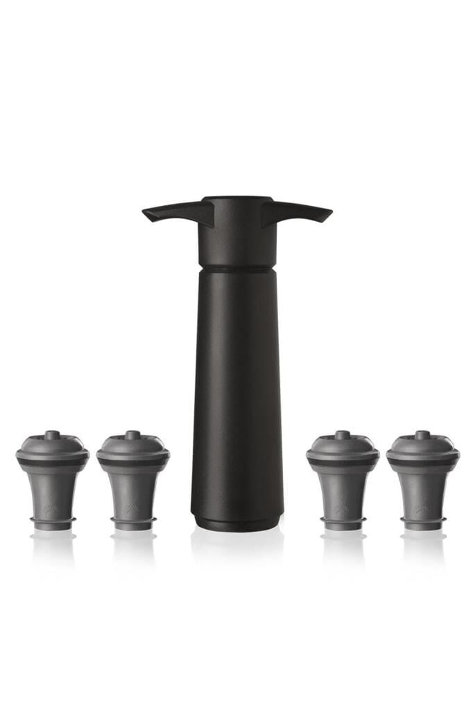 Vacu Vin Şarap Koruyucu Siyah 1 Pompa 4 Şarap Tıpası - Kutulu