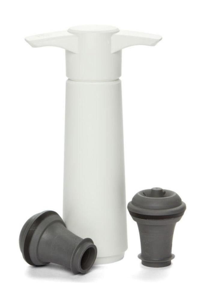 Vacu Vin Şarap Vakum Seti - 1 Pompa 2 Tıpa / Beyaz