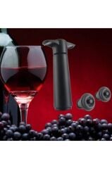 Vacu Vin Şarap Vakum Seti / Siyah (1 Pompa + 2 Tıpa)