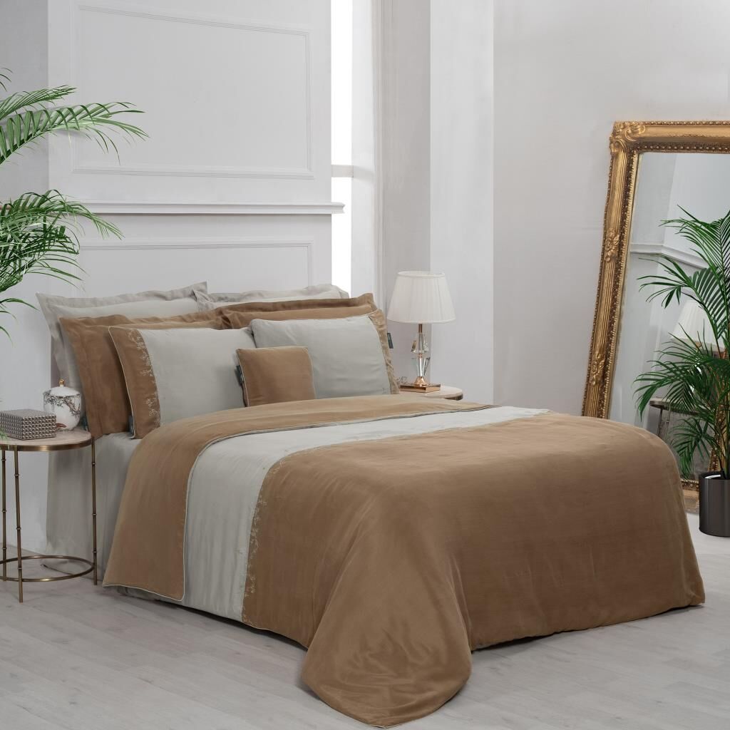 Sarev Kronos Cupro Çift Kişilik Nevresim Takımı Camel