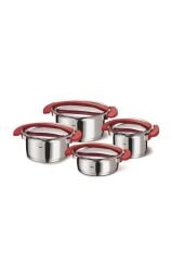 Fissler Magic Red Çelik Tencere Seti 8 Parça