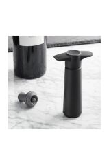 Vacu Vin Şarap Vakum Seti - 1 Pompa 1 Tıpa  Siyah