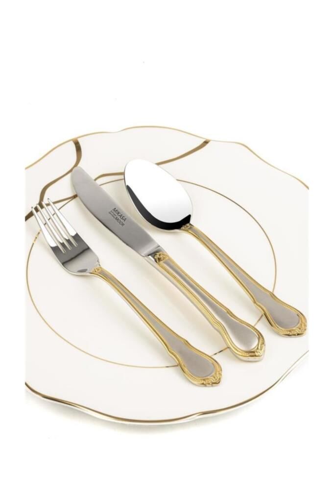 Mikasa Moor Solingen Rebeka Solingen 96 Parça Mat Altın Çelik Çatal Kaşık Bıçak Seti