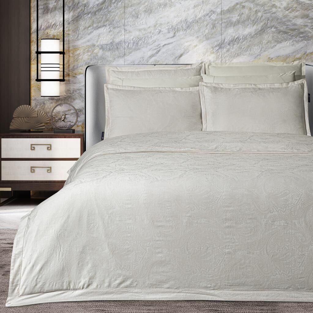 Sarev Borendo Saten Nevresim Takımı Çift Kişilik Krem