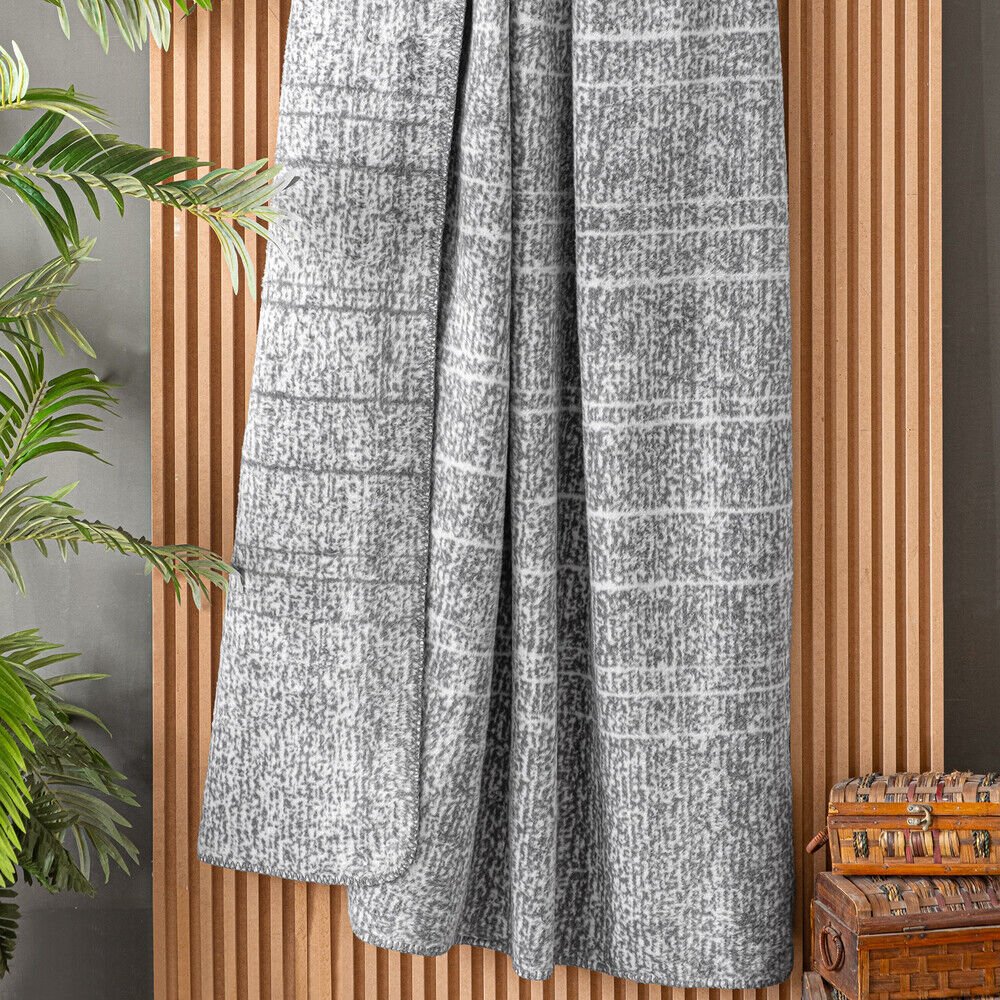 Sarev Laurel Çift Kişilik Gri Battaniye