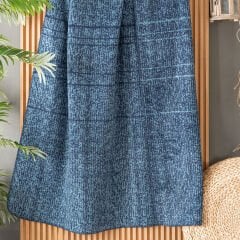 Sarev Laurel Çift Kişilik Mavi Battaniye