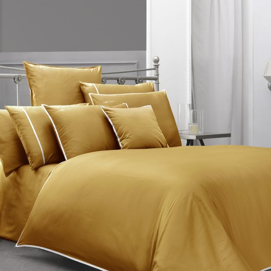 Sarev Sartoria Sarı Çift Kişilik Pamuk Saten 500 Tc Nevresim Takımı