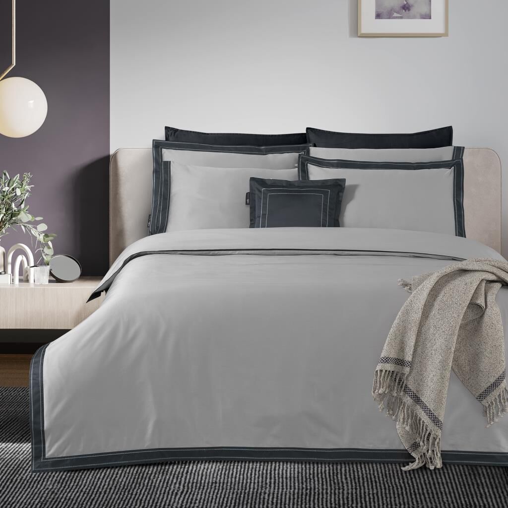 Sarev Layana Saten Nevresim Takımı Çift Kişilik Gri