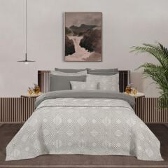 Sarev Ebora Bej Çift Kişilik Yatak Örtüsü Pamuk Saten Nevresim Takımlı