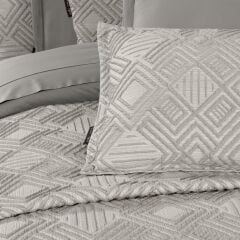 Sarev Ebora Bej Çift Kişilik Yatak Örtüsü Pamuk Saten Nevresim Takımlı