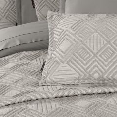 Sarev Ebora Bej Çift Kişilik Yatak Örtüsü Pamuk Saten Nevresim Takımlı