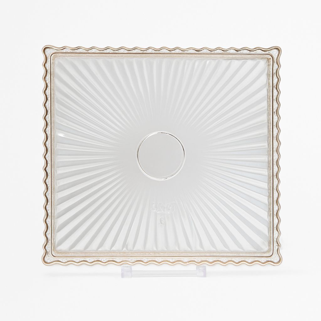 Royking Ayaksız Kare Cam Sunum Tabağı 30x25cm Şeffaf/Gold