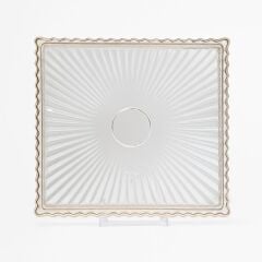 Royking Ayaksız Kare Cam Sunum Tabağı 30x25cm Şeffaf/Gold