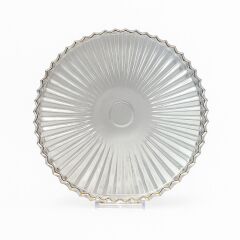 Royking Ayaksız Yuvarlak Cam Sunum Tabağı 33cm Şeffaf/Gold