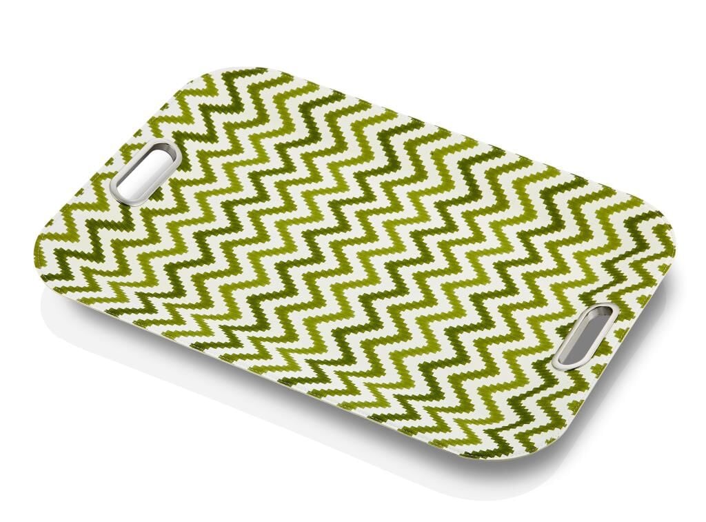 Rivadossi Metal Kulplu Dikdörtgen Yeşil Tepsi