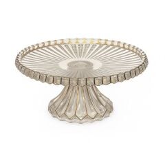 Royking Ayaklı Yuvarlak Cam Sunum Tabağı 27x13cm Şeffaf/Gold