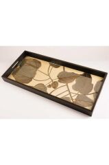 Mikasa Moor Dik Bej Gümüş Yapraklı Tepsi 69X31 Cm