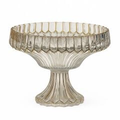 Royking Ayaklı Yuvarlak Cam Meyvelik 30x22cm Şeffaf/Gold