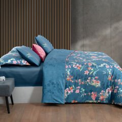 Sarev Leticia Pamuk Pamuk Saten Nevresim Takımı Çift Kişilik Mavi