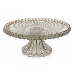 Royking Ayaklı Yuvarlak Cam Sunum Tabağı 33x13cm Şeffaf/Gold