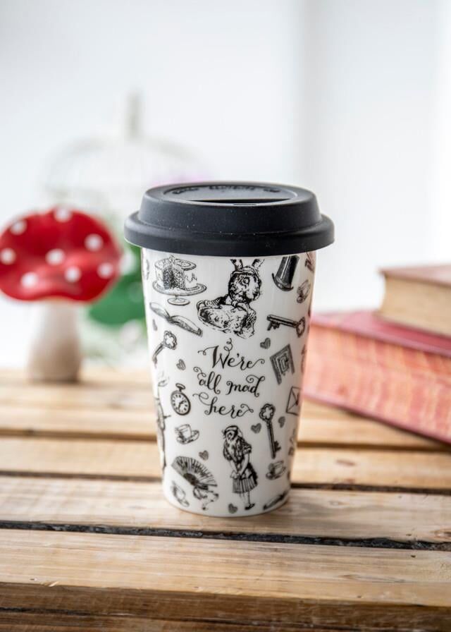 Mikasa x V&A Alice In Wonderland 5213454 350ml Silikon Kapaklı Porselen Çift Çidarlı Kupa