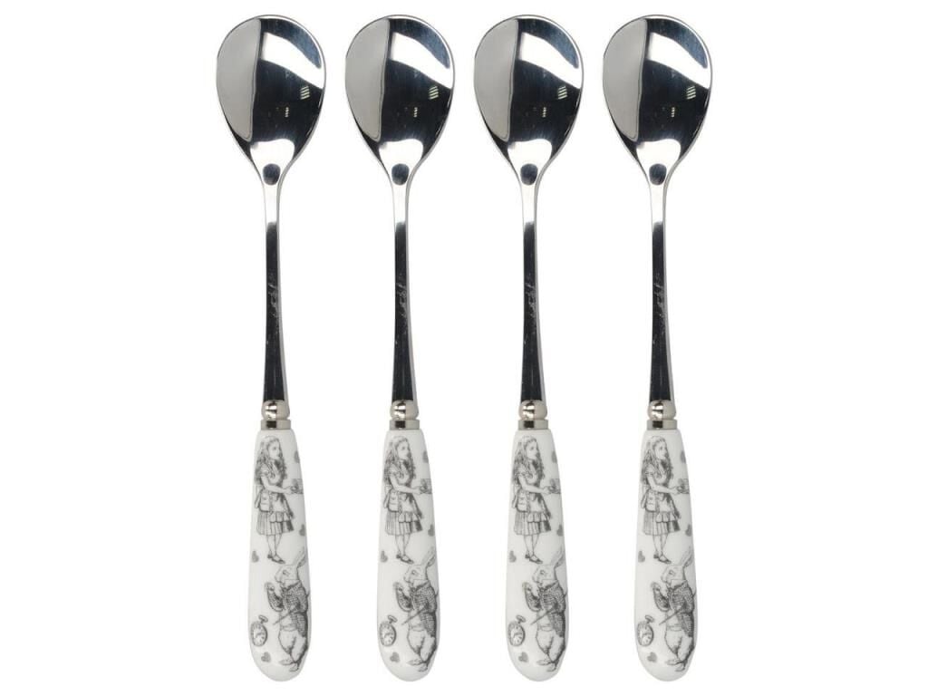 Mikasa x V&A Alice In Wonderland 5227080 Paslanmaz Çelik Porselen Saplı Çay Kaşığı 4lü