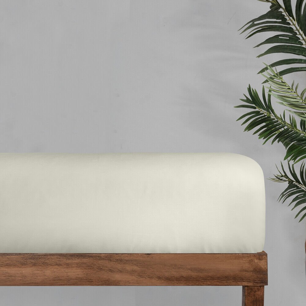 Sarev Monochrome Saten Çift Kişilik Ekru Tekli Çarşaf