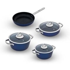 Leggno Master Daily Metalik Mavi 7 Parça Tencere Set (20Cm-24Cm Derin Tencere + 26Cm Sığ Tencere + 26Cm Tava)