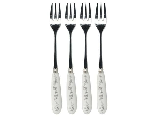 Mikasa x V&A Alice In Wonderland 5227081 Paslanmaz Çelik Porselen Saplı Pasta Çatalı 4lü