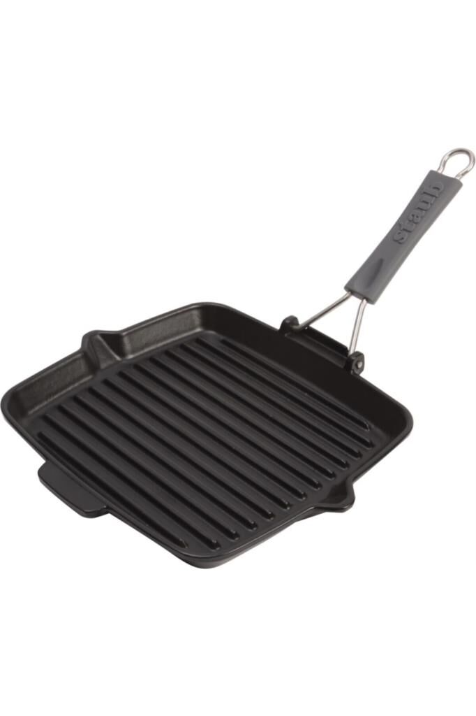 Staub La Cocotte Izgara Tava Kolay Dökme Özelliğiyle | Döküm Demir | 24 Cm | Siyah