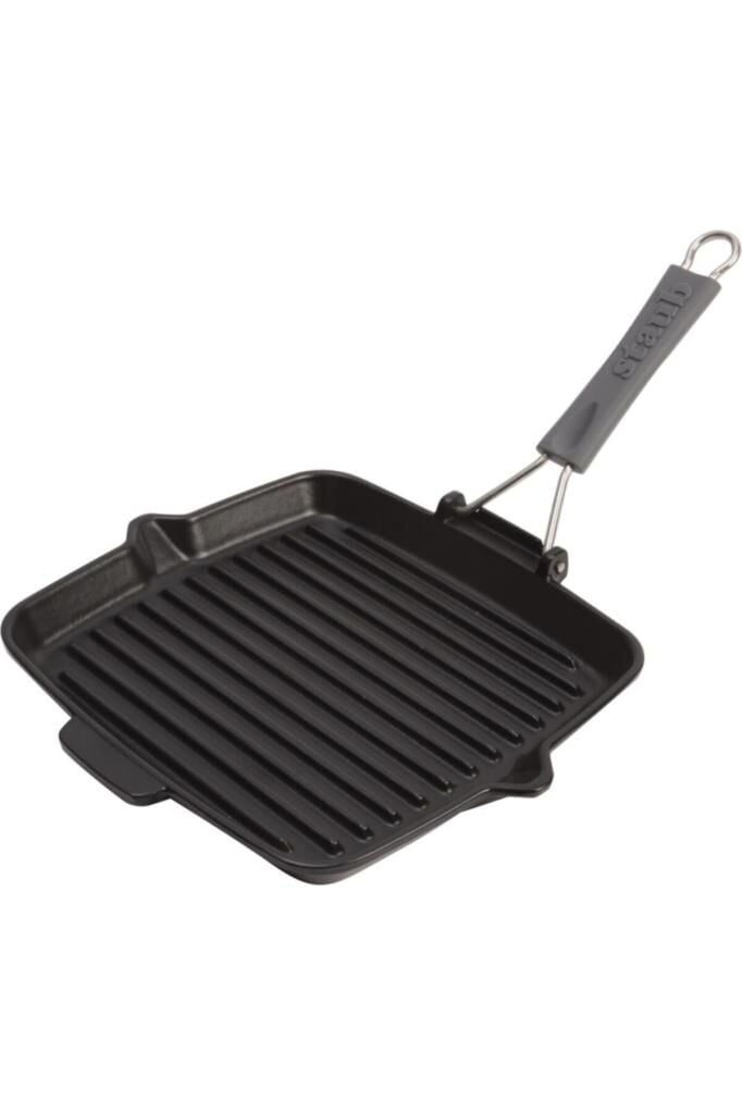 Staub La Cocotte Izgara Tava Kolay Dökme Özelliğiyle | Döküm Demir | 24 Cm | Siyah