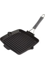 Staub La Cocotte Izgara Tava Kolay Dökme Özelliğiyle | Döküm Demir | 24 Cm | Siyah