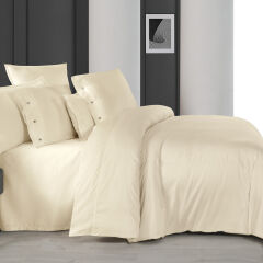 Sarev Monochrome Saten Çift Kişilik Tekli Nevresim-Cream