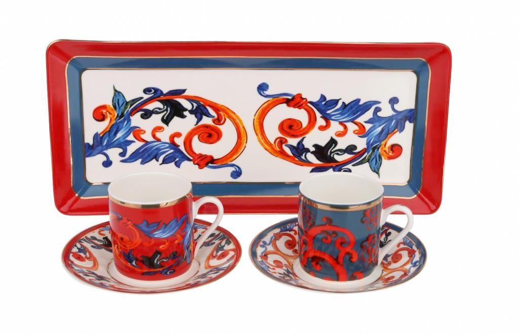 Lucky Art Giselle Bone Tepsili 2Li Kahve Fincan Seti