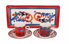 Lucky Art Giselle Bone Tepsili 2Li Kahve Fincan Seti