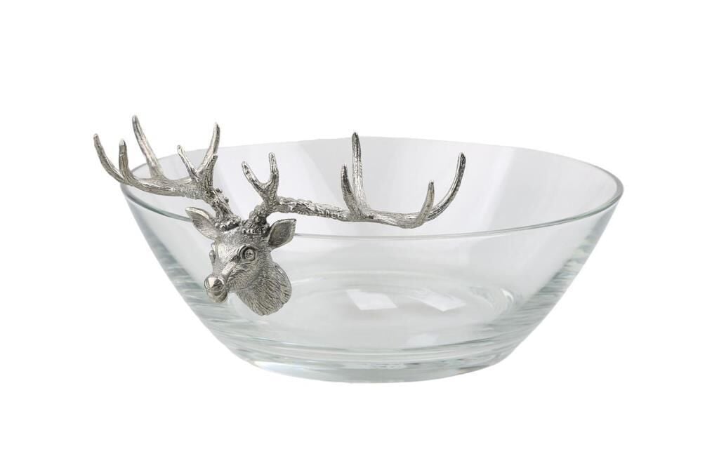 Lucky Art Gümüş Geyikli Cam Meyvelik