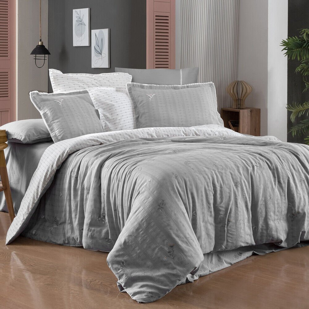 Sarev Mood Comfort Gracıa Çift Kişilik Gri Nevresim Takımı