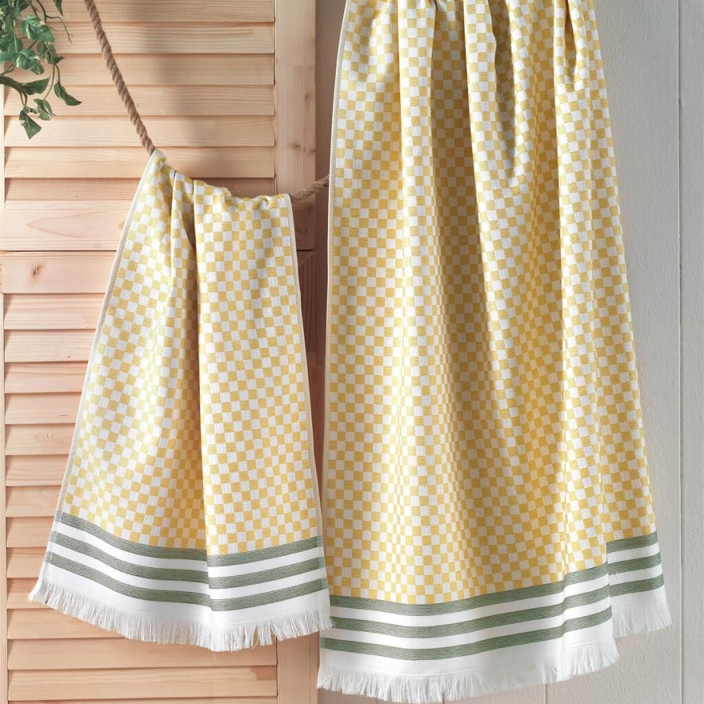 Sarev Eddie Sarı Pamuklu Yüz Havlusu 50*90 Cm