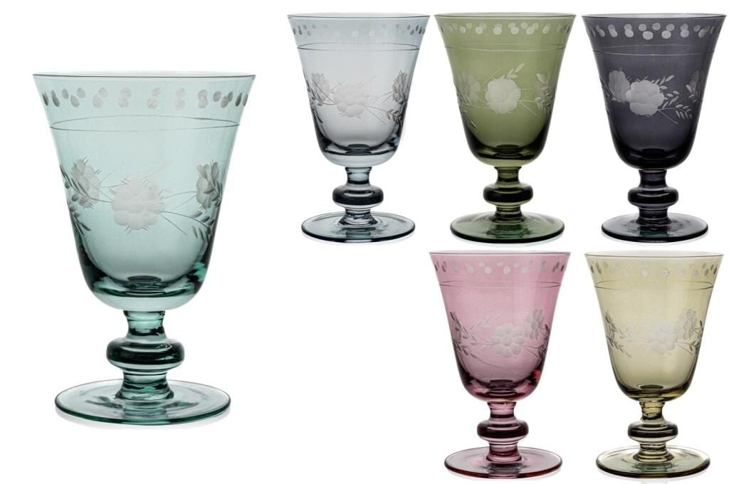 Mikasa Moor 6lı Mix Renkli Çiçekli Ayaklı Bardak 280ml