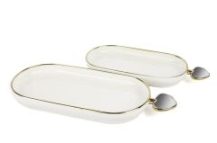 Mikasa Moor Clover Gri 2li Kayık Servis Seti 25cm - 31cm