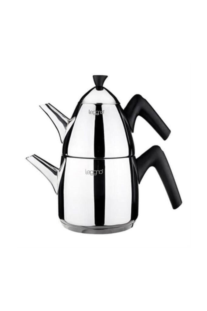 Leggno Joy Soft Touch Siyah Saplı Çaydanlık Seti (1 Lt+2 Lt)