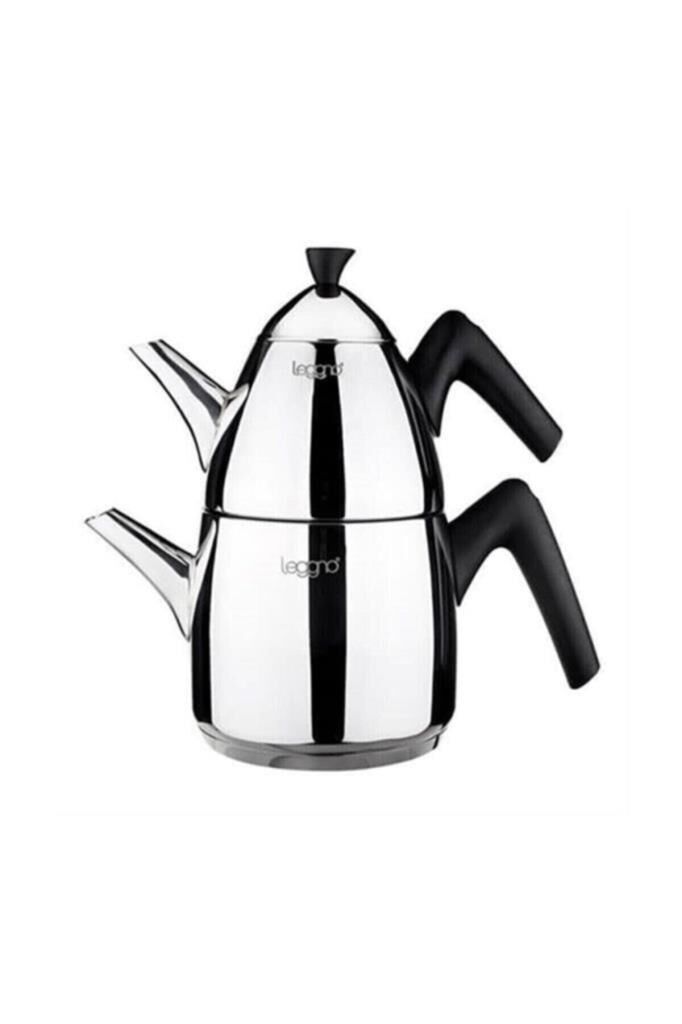 Leggno Joy Soft Touch Siyah Saplı Çaydanlık Seti (1 Lt+2 Lt)