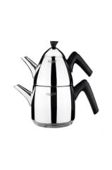 Leggno Joy Soft Touch Siyah Saplı Çaydanlık Seti (1 Lt+2 Lt)