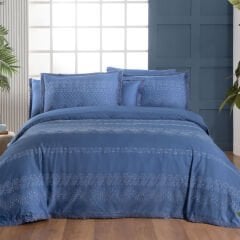 Sarev Perry Mavi Çift Kişilik Pamuk Saten Nevresim Takımı